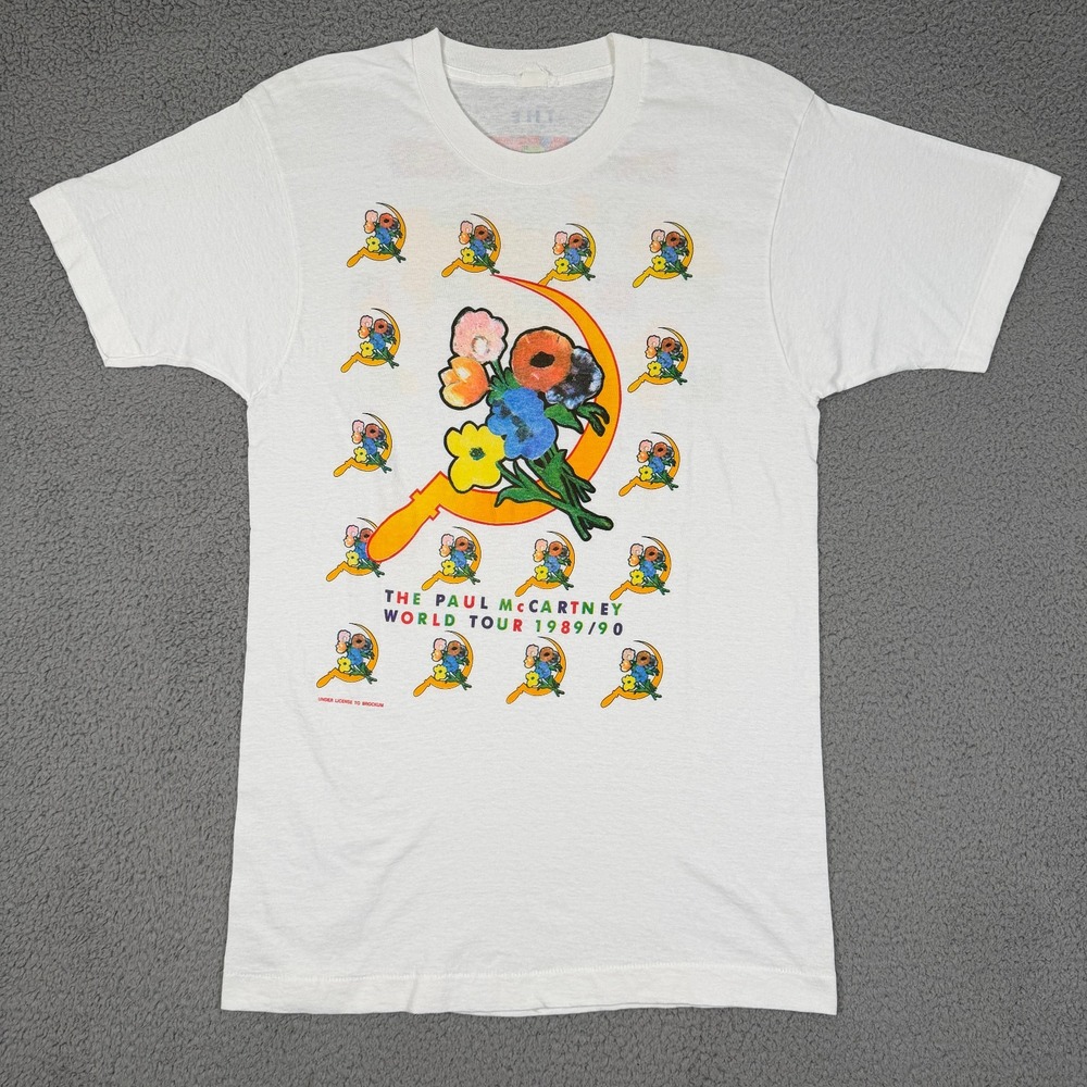 VTG Paul Mcartney 1989/90 Tour Tee Shirt Mens XS Flower and Sickle Single Stitch